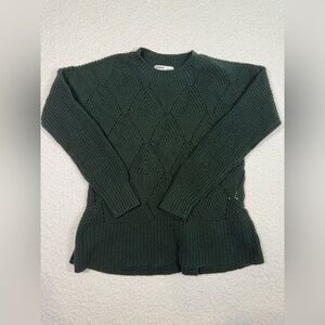 Sonoma Womens small Gray Knit Long Sleeve Crew Neck Pullover Sweater olive green